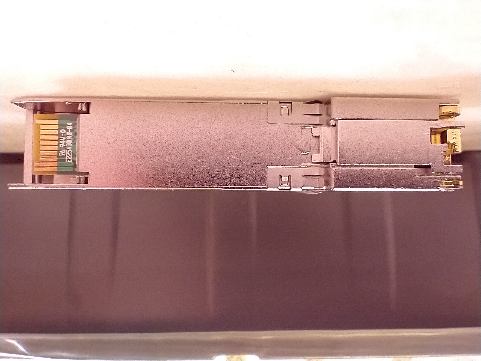 Bottom view of SFP+ module