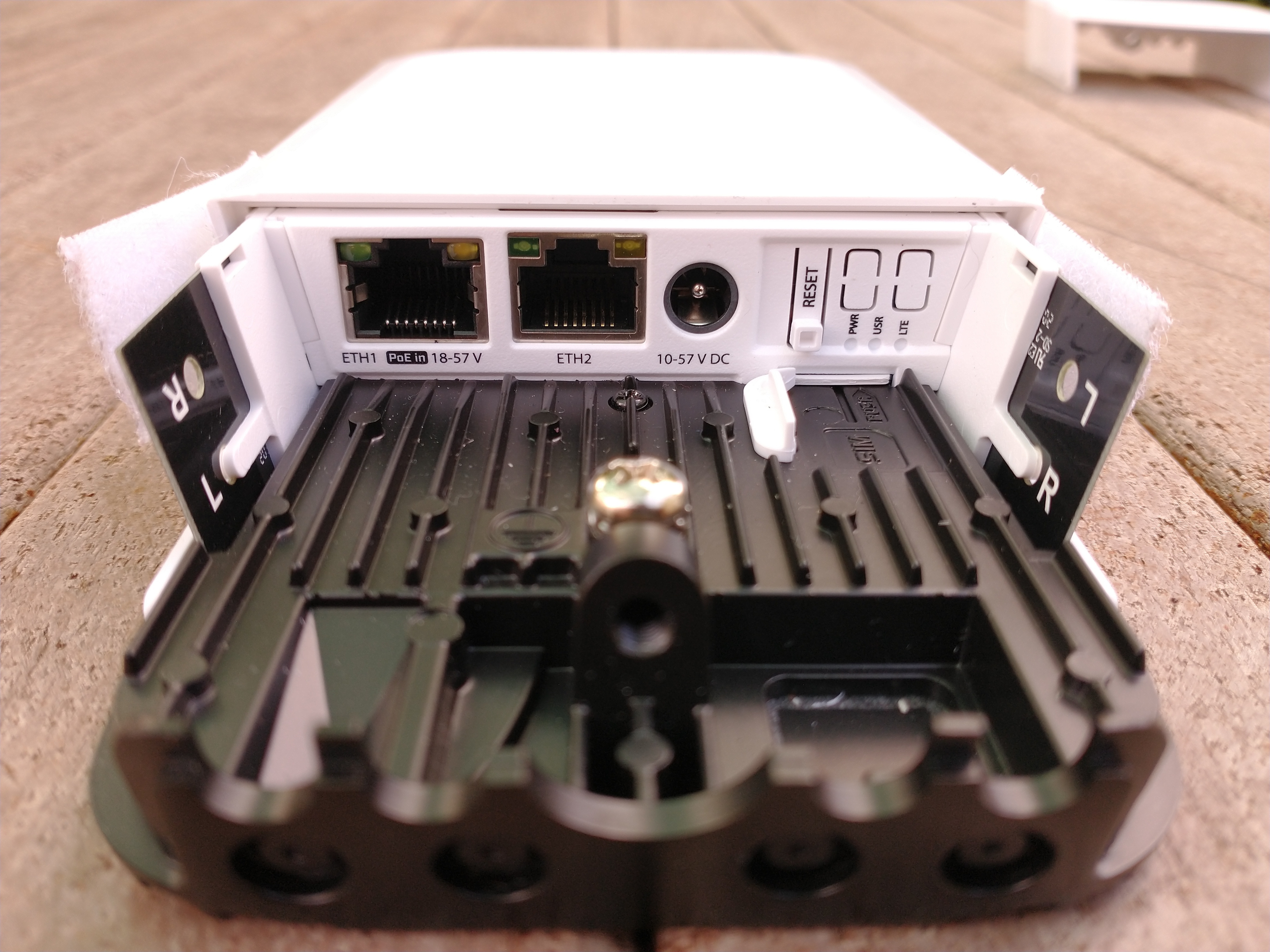 Photo showing the assortment of ports on the wAP ac LTE6