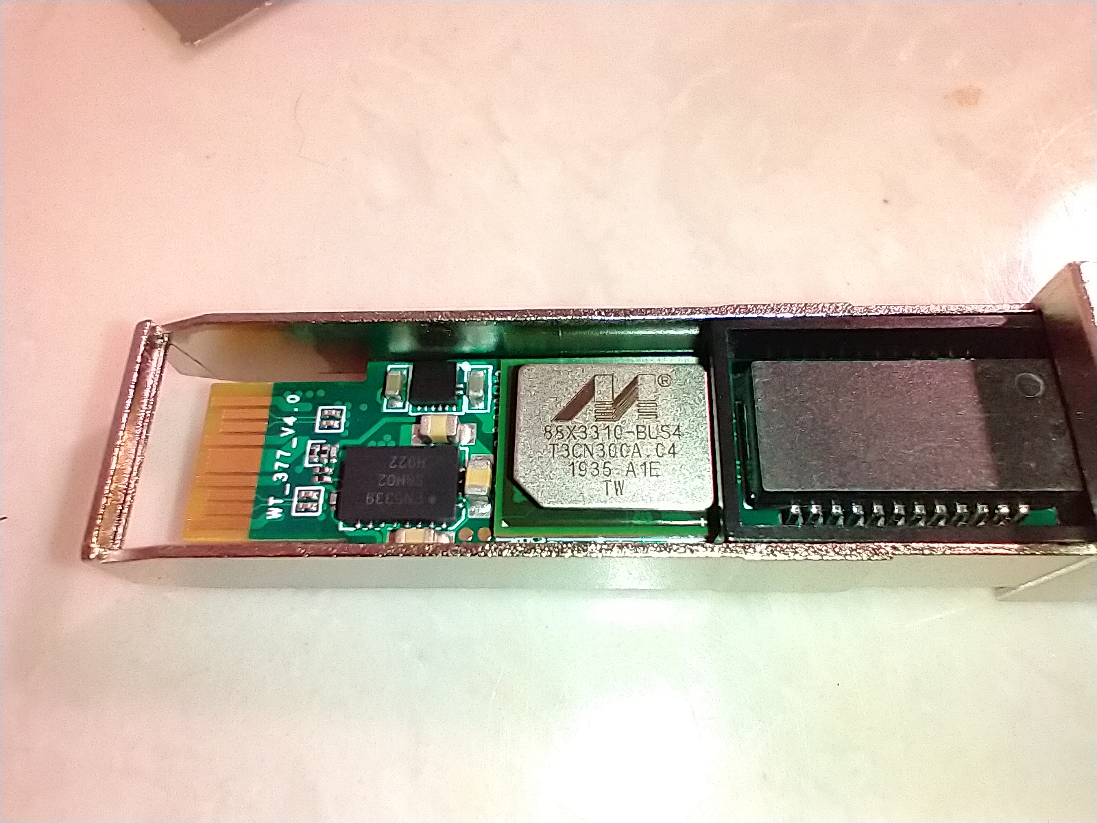 Closeup of the ethernet chip